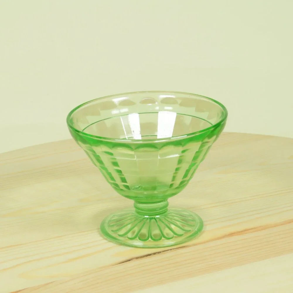 Vintage Uranium Glass Sherbet Bowl Cup 3